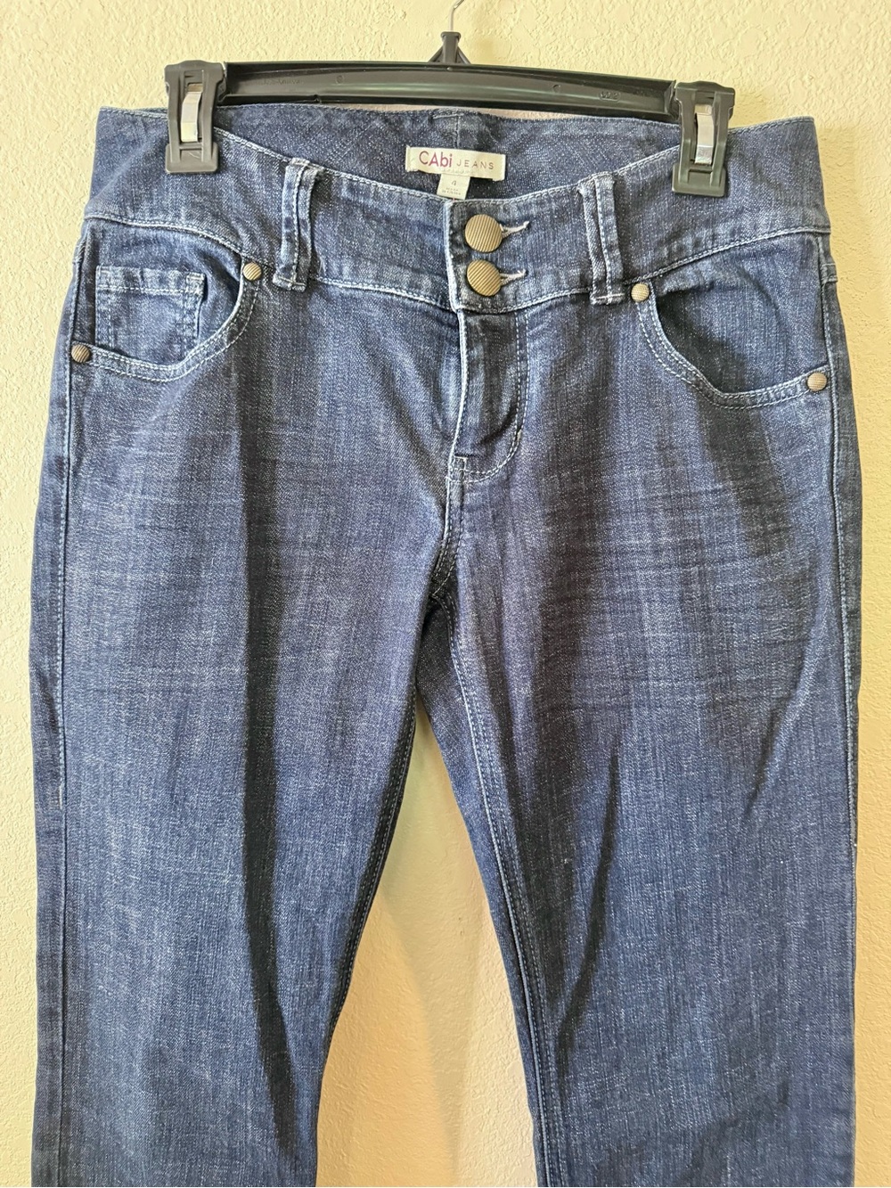 CAbi Straight Leg Low Rise Double Button Jeans - Picture 3 of 5